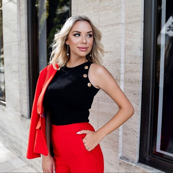 Double breasted jacket & pants Red suit w/buttons - Picture 7 of 14